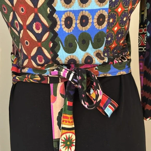 Desigual Colour Me Jill Faux Wrap A-line Dress Sz M - Picture 10 of 11